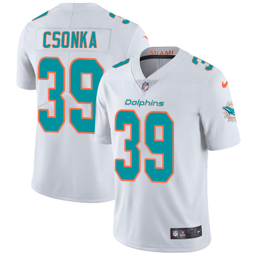 Miami Dolphins #39 Larry Csonka White Men's Stitched Vapor Untouchable Limited Jersey Men's