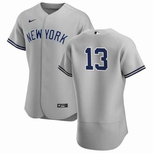 New York New York Yankees #13 Joey Gallo Men's Gray Authentic Road Jersey - No Name Men's
