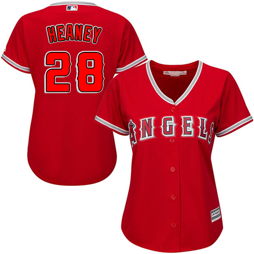 Los Angeles Angels #28 Andrew Heaney Red Alternate Women's Stitched Jersey Womens