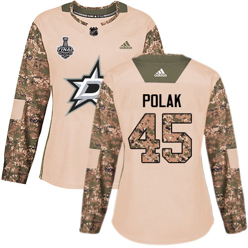 Adidas Dallas Stars #45 Roman Polak Camo Authentic 2017 Veterans Day Women's 2020 Stanley Cup Final Stitched Jersey Womens