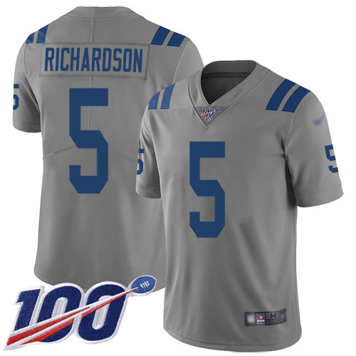 Colts #5 Anthony Richardson Gray Youth Stitched Limited Inverted Legend 100th Season Jersey