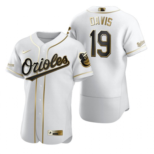 Baltimore Baltimore Orioles #19 Chris Davis White Men's Authentic Golden Edition Jersey Men's