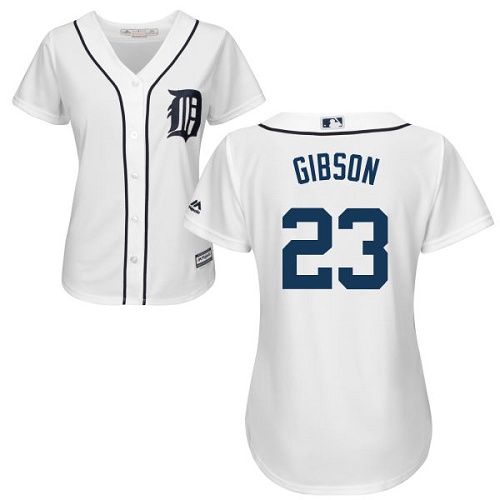 Detroit Tigers #23 Kirk Gibson White Home Women's Stitched Jersey Womens