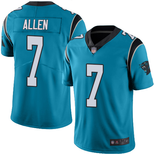 Carolina Panthers #7 Kyle Allen Blue Men's Stitched Limited Rush Jersey Men's