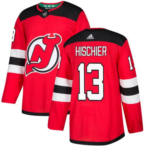 Adidas New Jersey Devils #13 Nico Hischier Red Home Authentic Stitched Jersey Men's