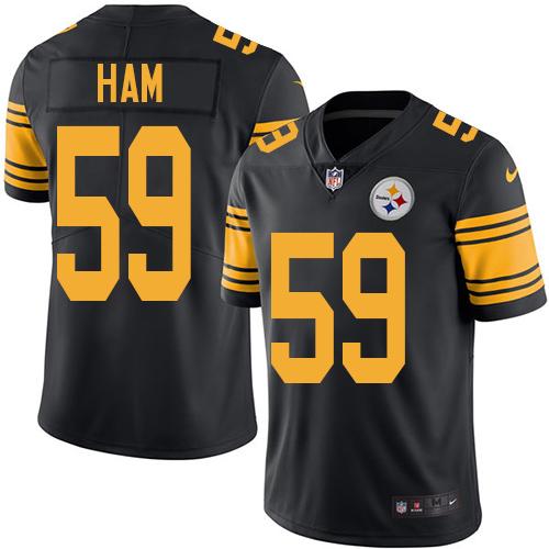 Pittsburgh Steelers #59 Jack Ham Black Men's Stitched Limited Rush Jersey Men's