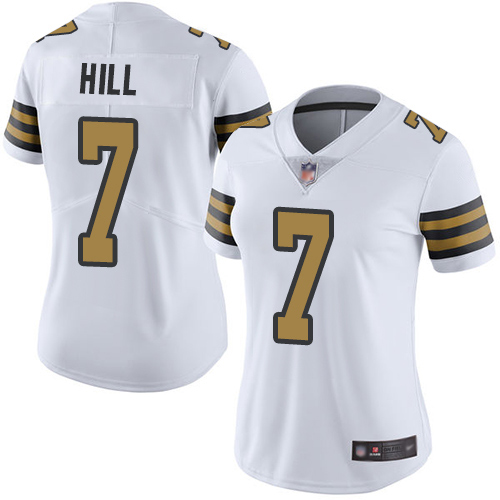 Saints #7 Taysom Hill White Women's Stitched Limited Rush Jersey