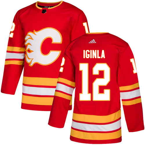 Adidas Calgary Flames #12 Jarome Iginla Red Alternate Authentic Stitched Jersey Men's