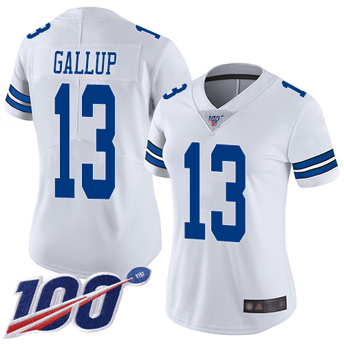 Cowboys #13 Michael Gallup White Women's Stitched 100th Season Vapor Limited Jersey