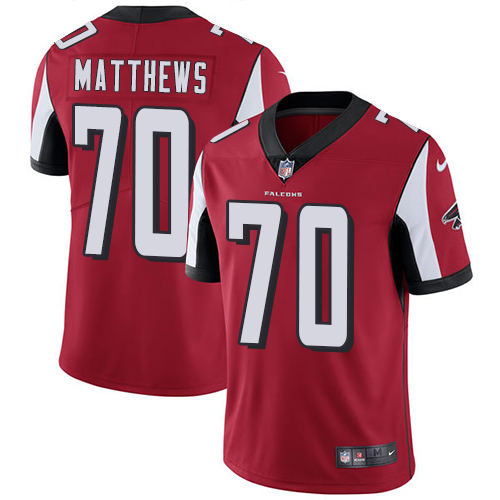 Atlanta Falcons #70 Jake Matthews Red Team Color Youth Stitched Vapor Untouchable Limited Jersey Youth