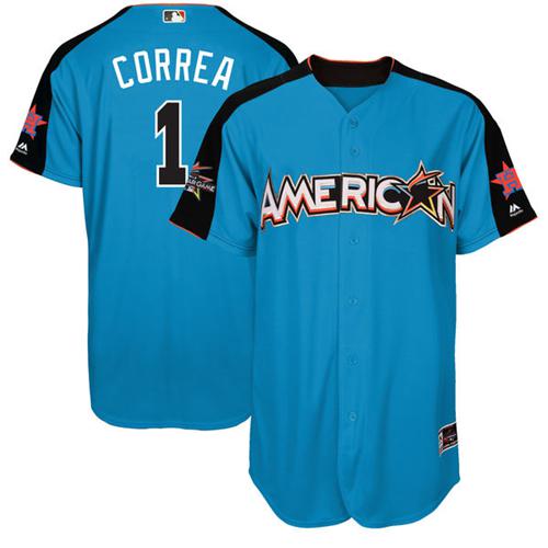 Houston Astros #1 Carlos Correa Blue 2017 All-Star American League Stitched Youth Jersey Youth