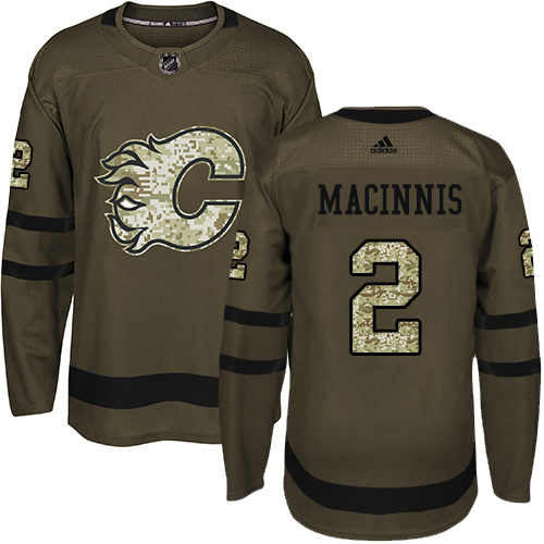 Adidas Calgary Flames #2 Al MacInnis Green Salute to Service Stitched Jersey Men's