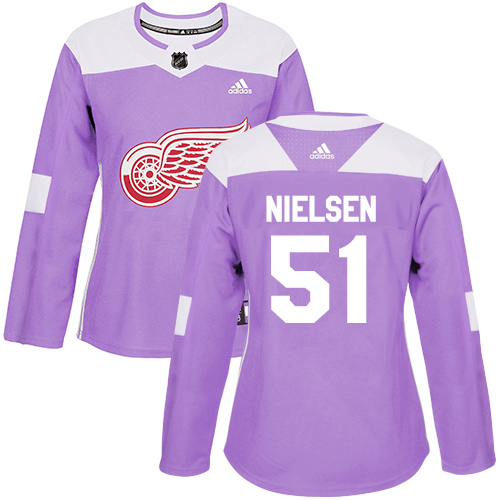 Adidas Detroit Red Wings #51 Frans Nielsen Purple Authentic Fights Cancer Women's Stitched Jersey Womens