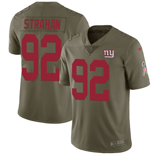 Giants #92 Michael Strahan Olive Youth Stitched Limited 2017 Salute To Service Jersey