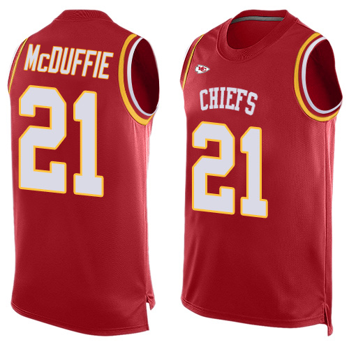 Chiefs #21 Trent McDuffie Red Team Color Men's Stitched Limited Tank Top Jersey