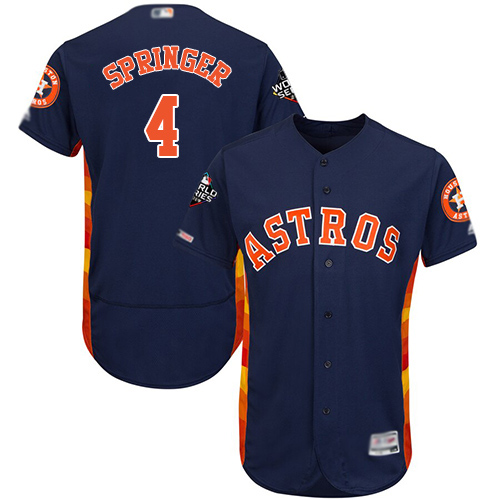Houston Astros #4 George Springer Navy Blue Flexbase Authentic Collection 2019 World Series Bound Stitched Jersey Men's