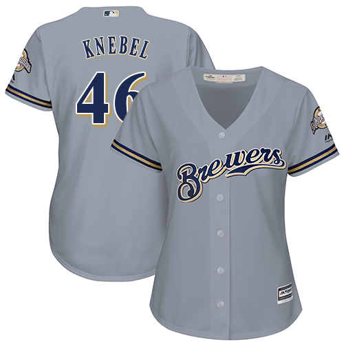 Milwaukee Brewers #46 Corey Knebel Grey Road Women's Stitched Jersey Womens