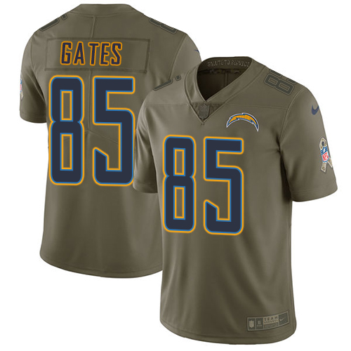 Los Angeles Chargers #85 Antonio Gates Olive Men's Stitched Limited 2017 Salute to Service Jersey Men's