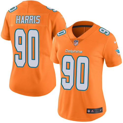 Miami Dolphins #90 Charles Harris Orange Women's Stitched Limited Rush Jersey Womens