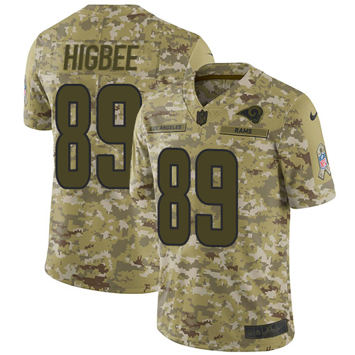 Los Angeles Rams #89 Tyler Higbee Camo Youth Stitched Limited 2018 Salute to Service Jersey Youth