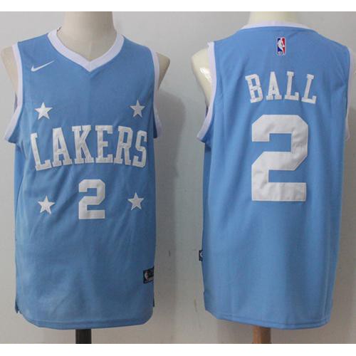 Los Angeles Lakers #2 Lonzo Ball Royal Blue Swingman Jersey Mens