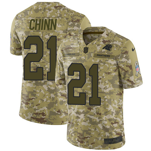 Panthers #21 Jeremy Chinn Camo Men's Stitched Limited 2018 Salute To Service Jersey