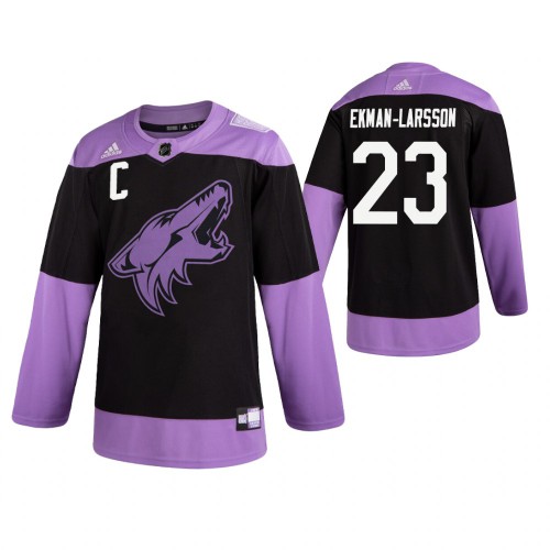 Adidas Arizona Coyotes #23 Oliver Ekman-Larsson Men's Black Hockey Fights Cancer Practice Jersey Men's