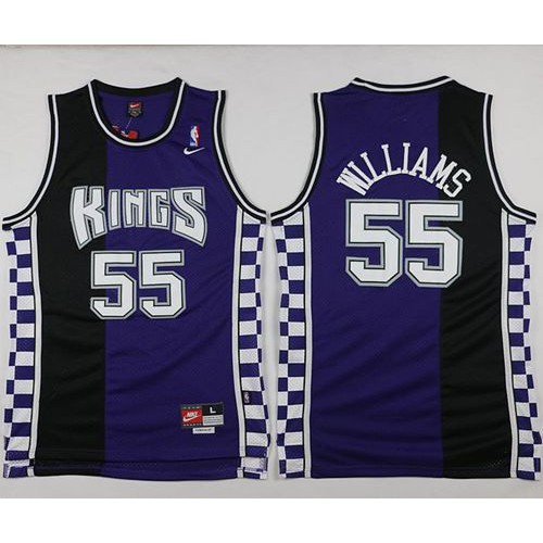 Sacramento Kings #55 Jason Williams Purple/Black Throwback Stitched Jersey Mens