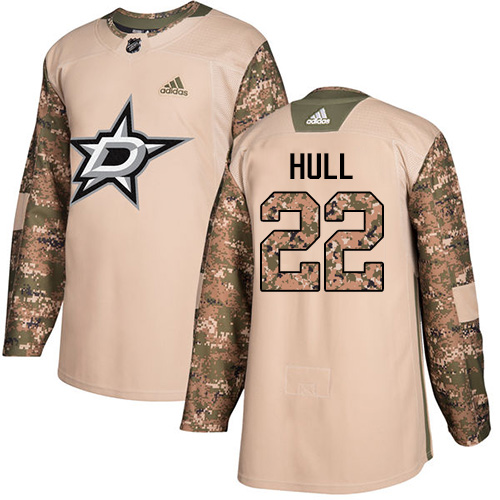 Adidas Dallas Stars #22 Brett Hull Camo Authentic 2017 Veterans Day Stitched Jersey Men's