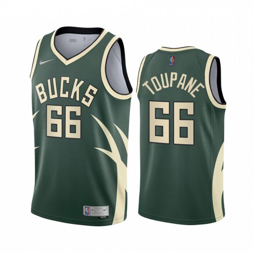 Milwaukee Milwaukee Bucks #66 Axel Toupane Green Youth Swingman 2020-21 Earned Edition Jersey Youth