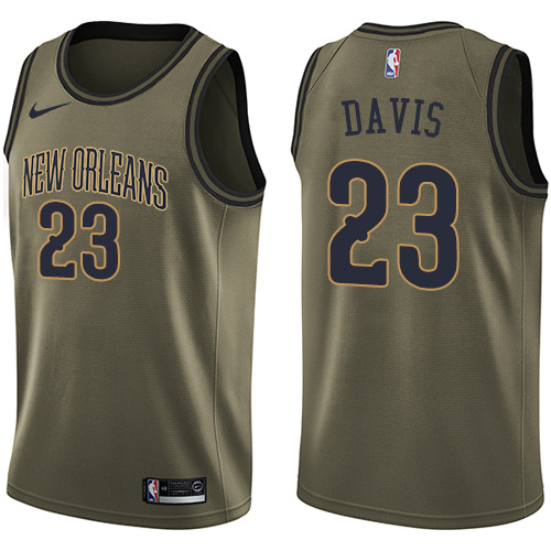 New Orleans Pelicans #23 Anthony Davis Green Salute to Service Youth Swingman Jersey Youth