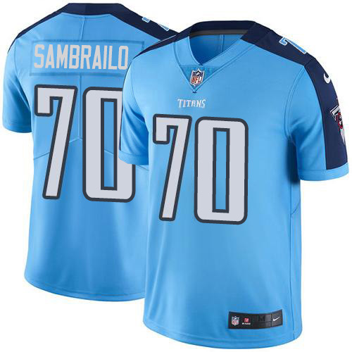 Tennessee Titans #70 Ty Sambrailo Light Blue Men's Stitched Limited Rush Jersey Men's