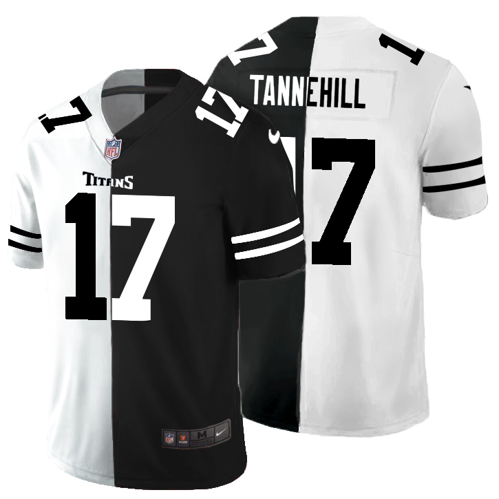 Tennessee Titans #17 Ryan Tannehill Men's Black V White Peace Split Vapor Untouchable Limited Jersey