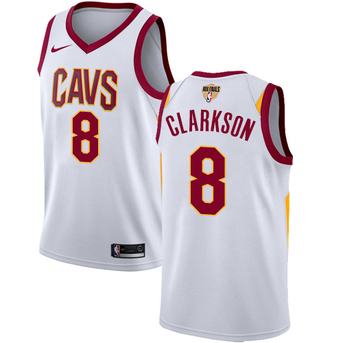 Cleveland Cavaliers #8 Jordan Clarkson White The Finals Patch Swingman Association Edition Jersey Mens