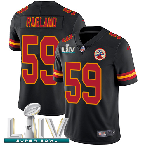 Kansas City Chiefs #59 Reggie Ragland Black Super Bowl LIV 2020 Youth Stitched Limited Rush Jersey Youth