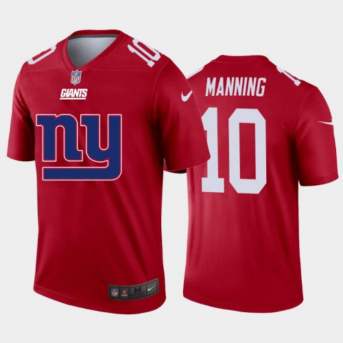New York New York Giants #10 Eli Manning Red Men's Big Team Logo Vapor Limited Jersey Men's