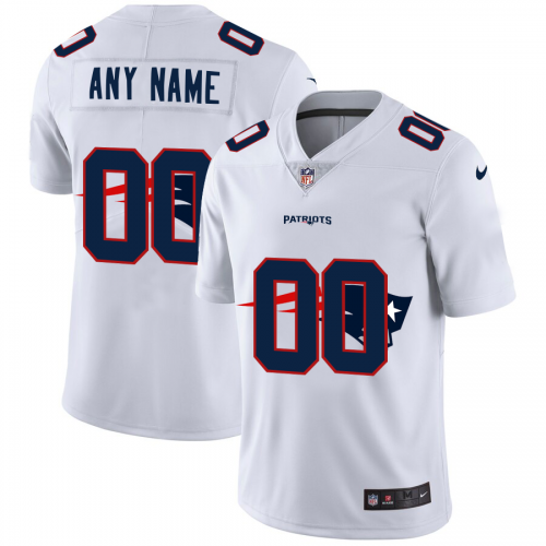 New England Patriots Custom White Men's Team Logo Dual Overlap Limited Jersey