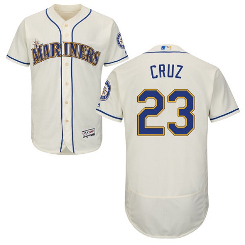 Seattle Mariners #23 Nelson Cruz Cream Flexbase Authentic Collection Stitched Jersey Men's