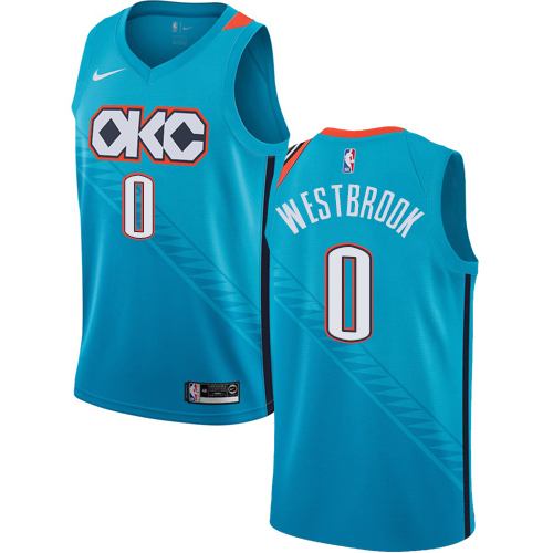 Oklahoma City Thunder #0 Russell Westbrook Turquoise Swingman City Edition 2018/19 Jersey Mens