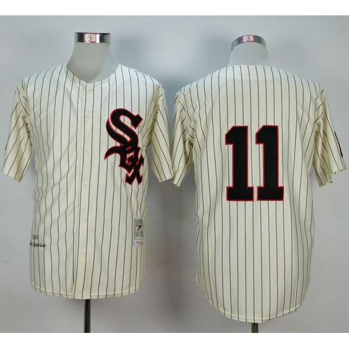Mitchell And Ness 1959 Chicago White Sox #11 Luis Aparicio Cream Stitched Jersey Men's