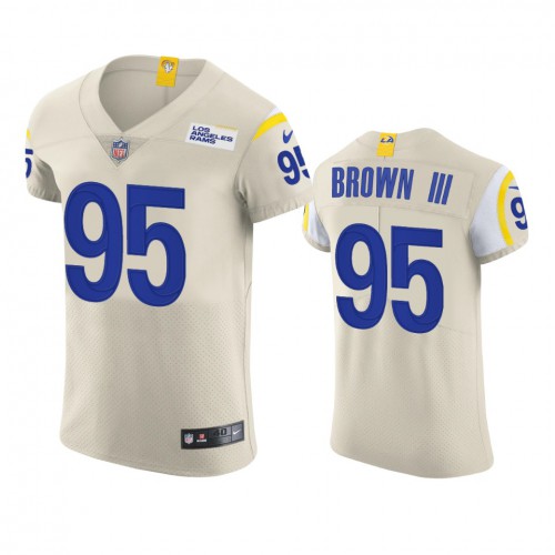 Los Angeles Los Angeles Rams #95 Bobby Brown III Men's Vapor Elite Player Jersey - Bone Men's