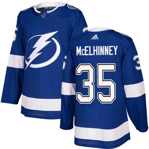 Adidas Tampa Bay Lightning #35 Curtis McElhinney Blue Home Authentic Stitched Jersey Men's