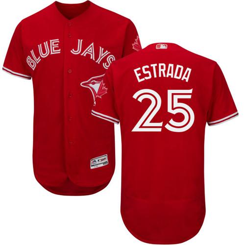 Toronto Blue Jays #25 Marco Estrada Red Flexbase Authentic Collection Canada Day Stitched Jersey Men's