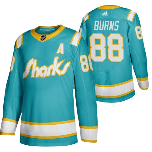San Jose San Jose Sharks #88 Brent Burns Men's Adidas 2020 Throwback Authentic Player Jersey Teal Men's