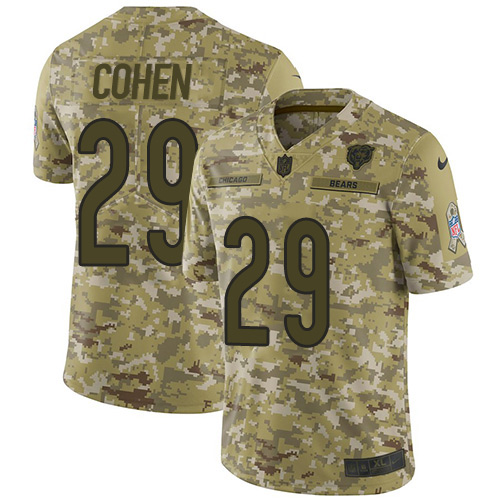 Bears #29 Tarik Cohen Camo Youth Stitched Limited 2018 Salute To Service Jersey