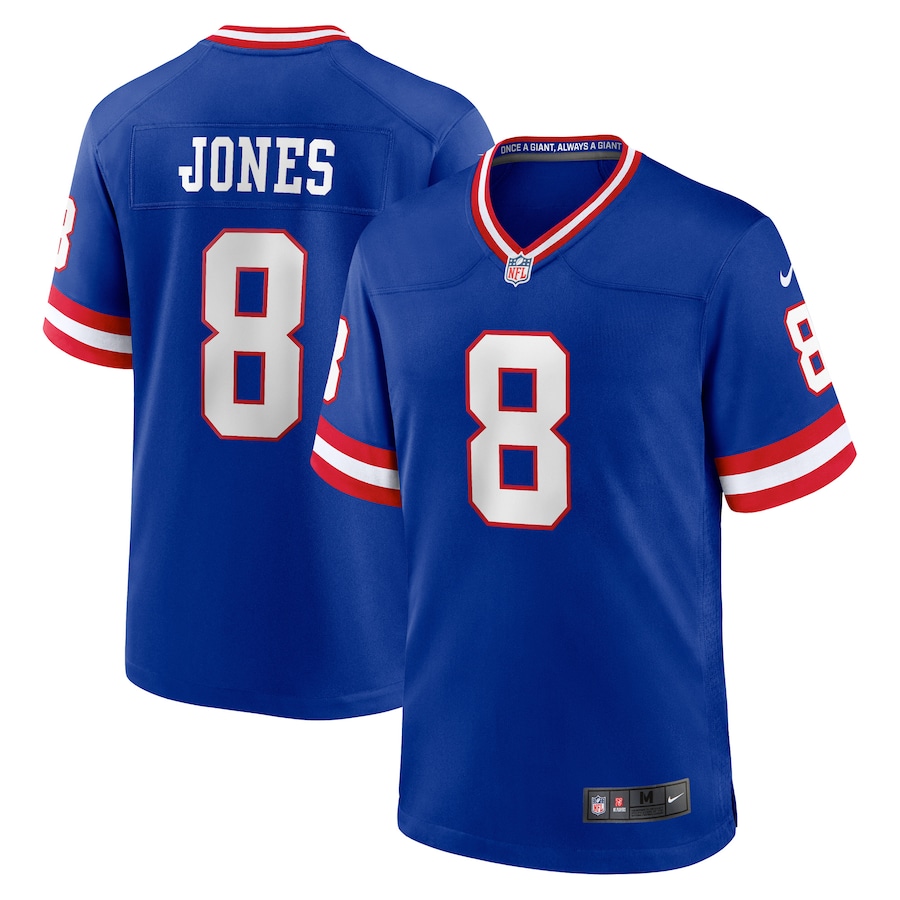 New York Giants #8 Daniel Jones Royal Men's Classic Retired Player Game Jersey