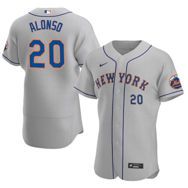 Men's New York Mets 20 Authentic Gray Road 2020 Pete Alonso Jersey