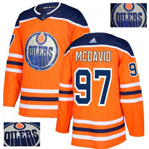 Adidas Edmonton Oilers #97 Connor McDavid Orange Home Authentic Fashion Gold Stitched Jersey Men's