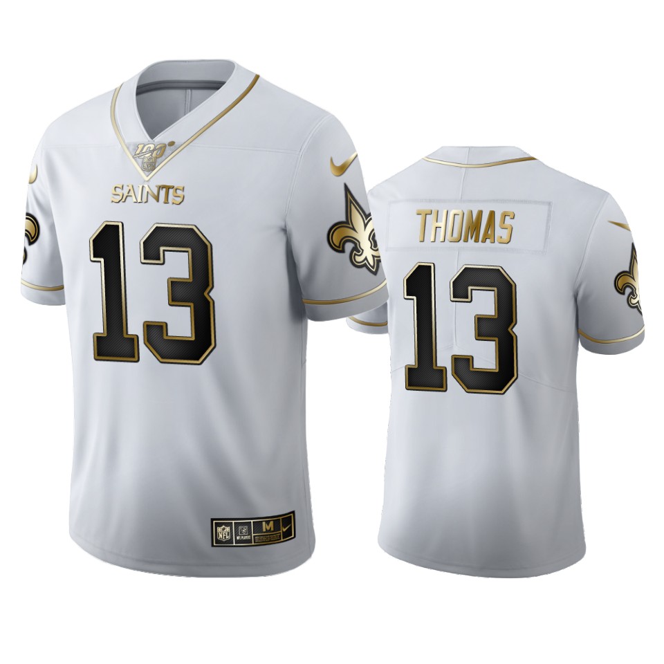 New Orleans Saints #13 Michael Thomas Men's White Golden Edition Vapor Limited 100 Jersey