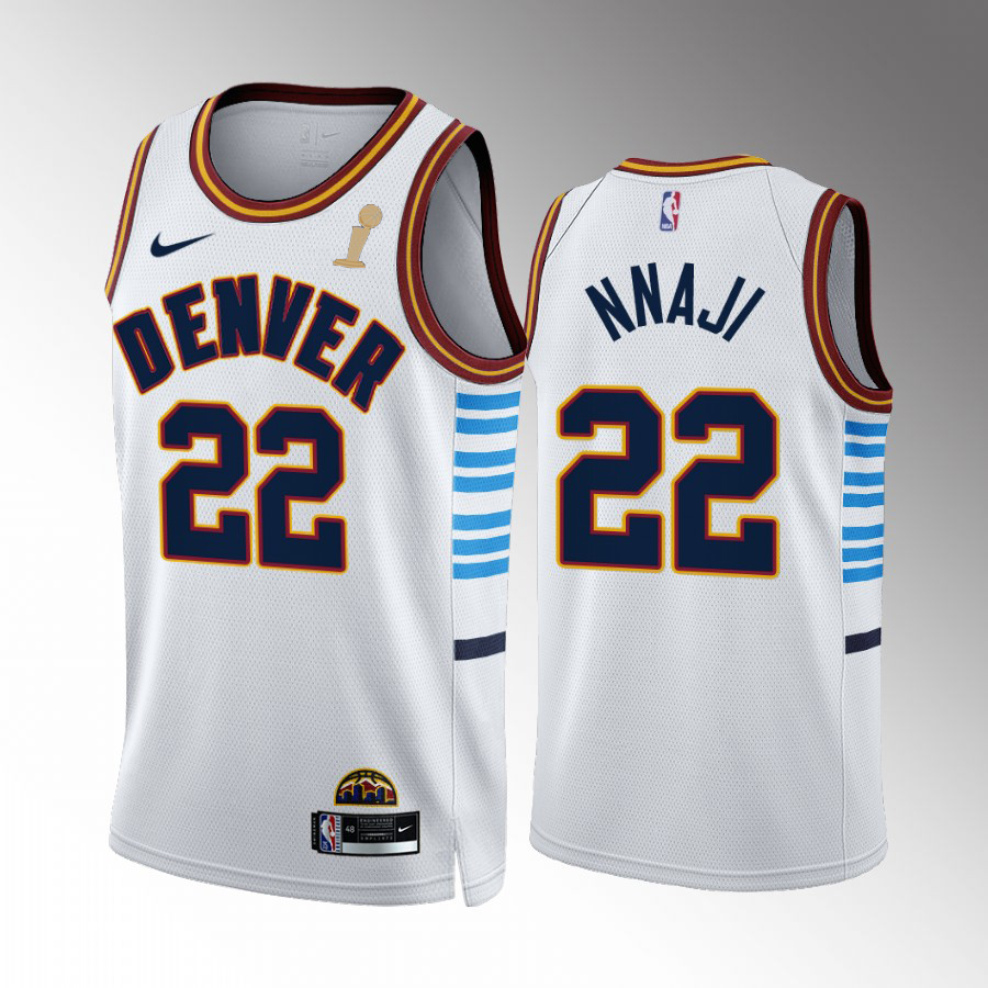 Denver Nuggets #22 Zeke Nnaji White 2023 Finals Champions Men's City Edition Jersey